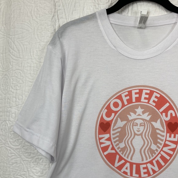 Starbucks Coffee Is My Valentine Graphic T-shirt sz Medium - Picture 4 of 10